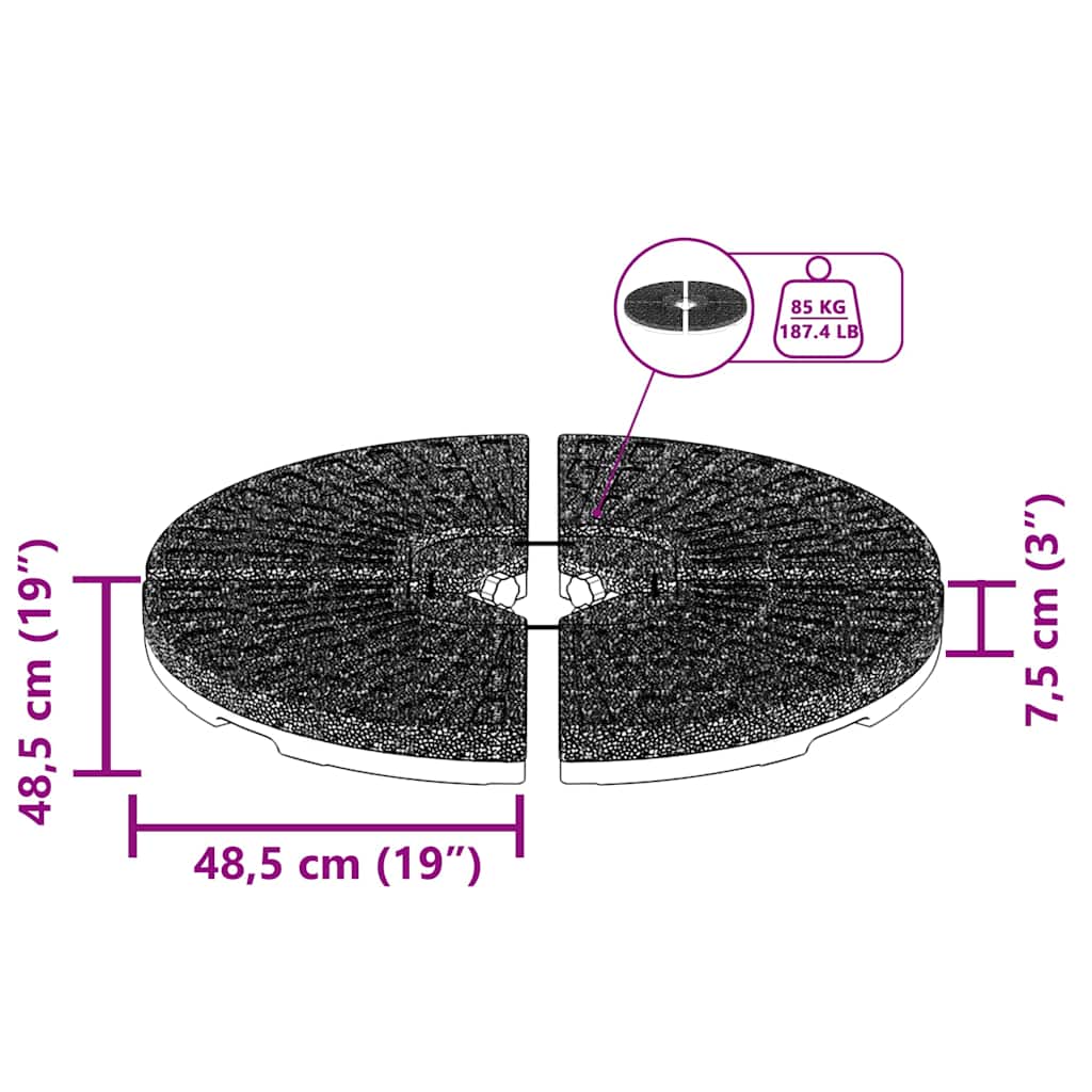 47857 vidaXL Umbrella Base Fan-shaped 4 pcs Black