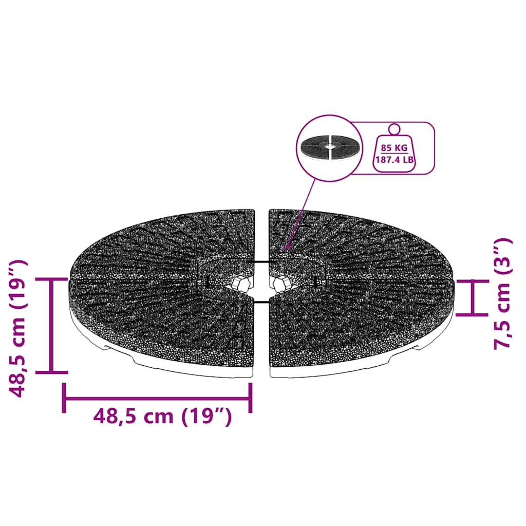 47857 vidaXL Umbrella Base Fan-shaped 4 pcs Black