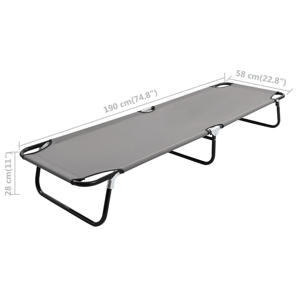 vidaXL Sun Lounger | Grey | Strong steel frame & 600D polyester | Standard