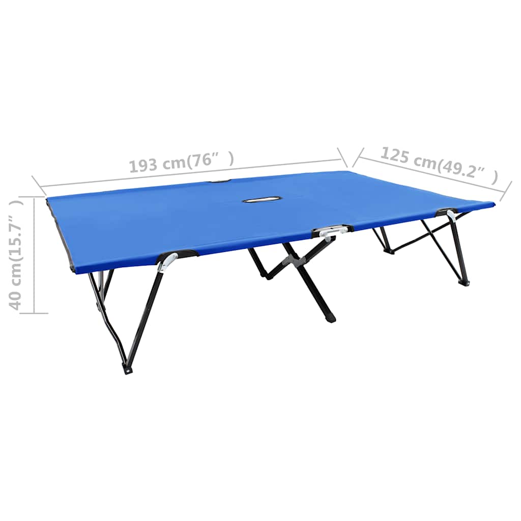 vidaXL Two Person Folding Sun Lounger Blue Steel