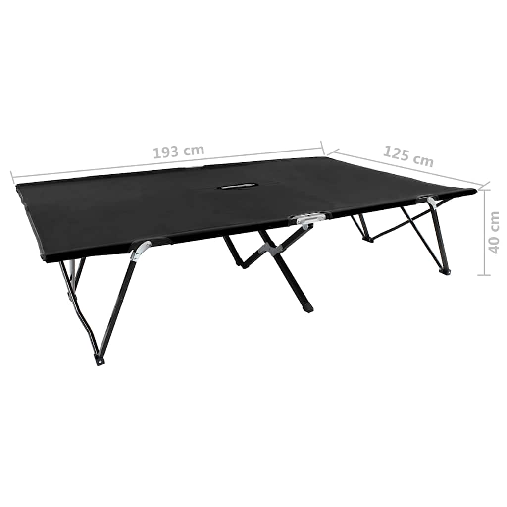 vidaXL Sun Lounger | Black | Steel frame | Double | Foldable | Sun Lounger