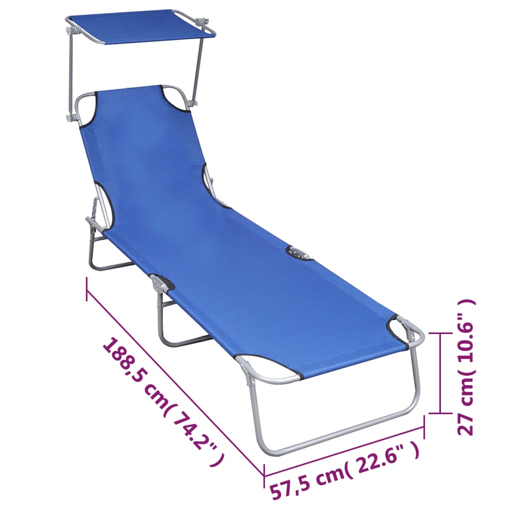 vidaXL Sunlounger | Blue | Powder-coated aluminium | Standard | Foldable