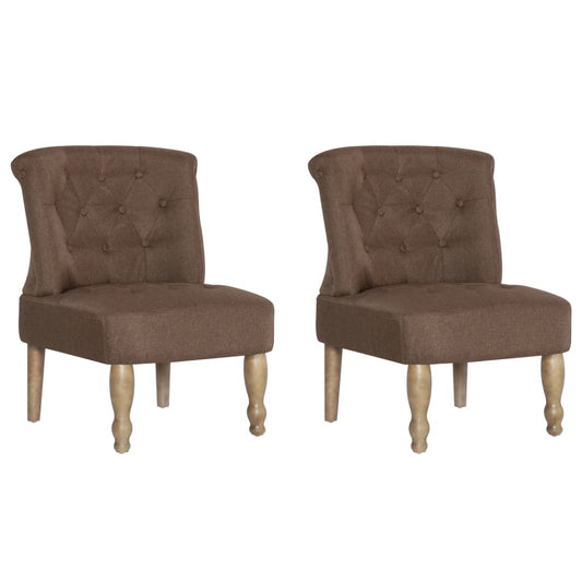 vidaXL French Chairs 2 pcs Brown Fabric