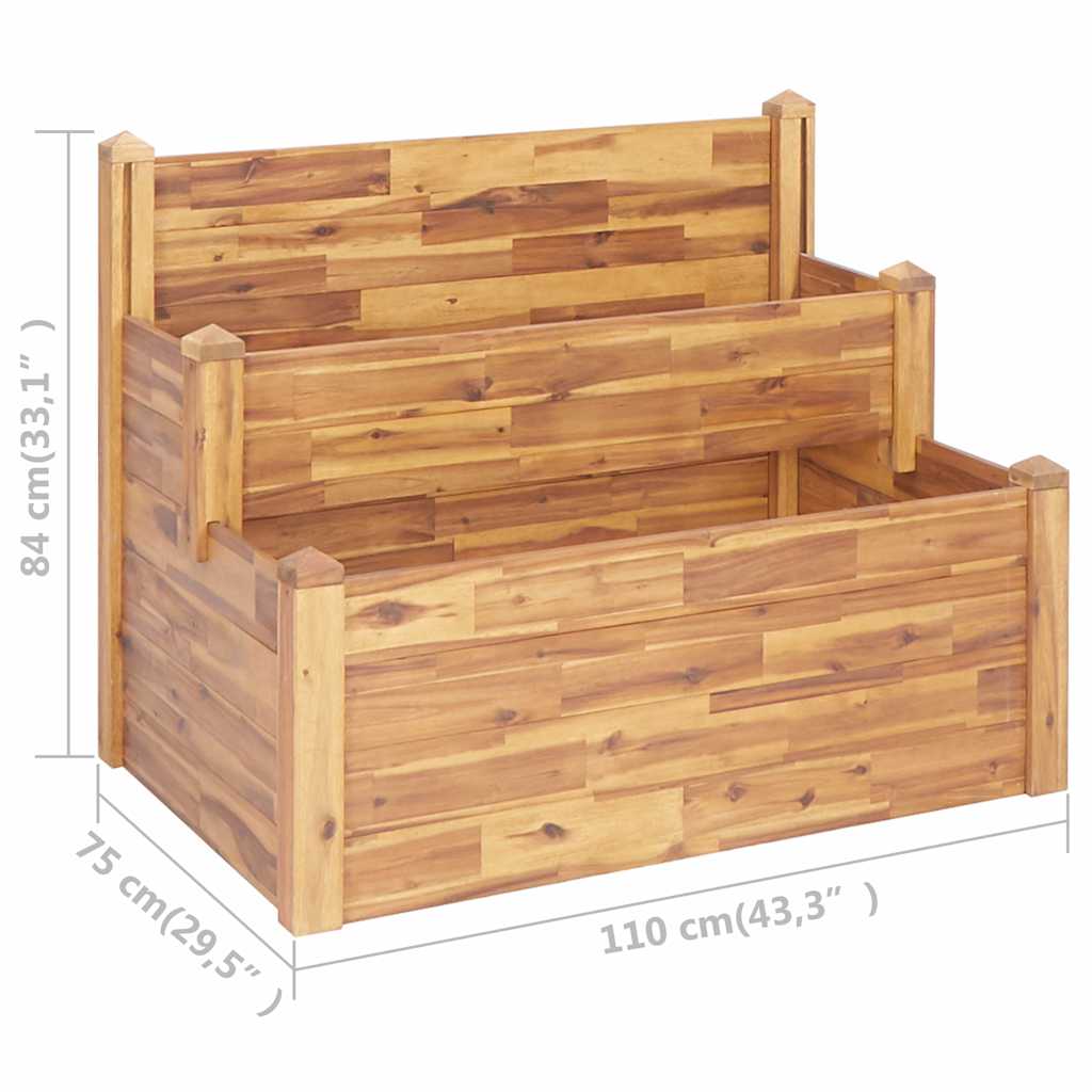 46582 vidaXL 2-Tier Garden Planter 110x75x84 cm Solid Acacia Wood