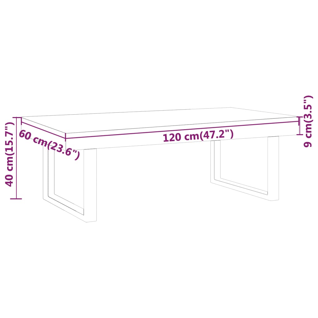 vidaXL Coffee Table Light Brown and Black 120x60x40 cm MDF and Iron