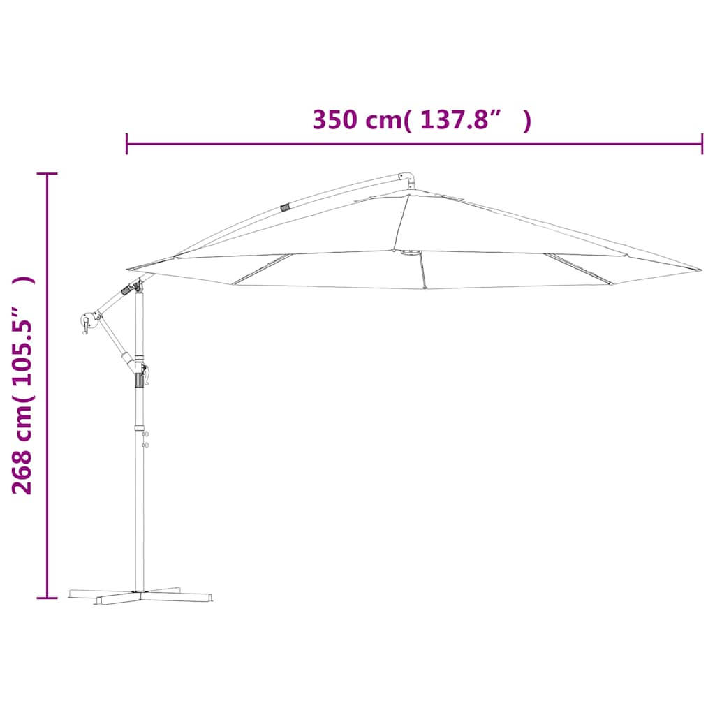 vidaXL Cantilever Garden Parasol with Aluminium Pole 350 cm Black
