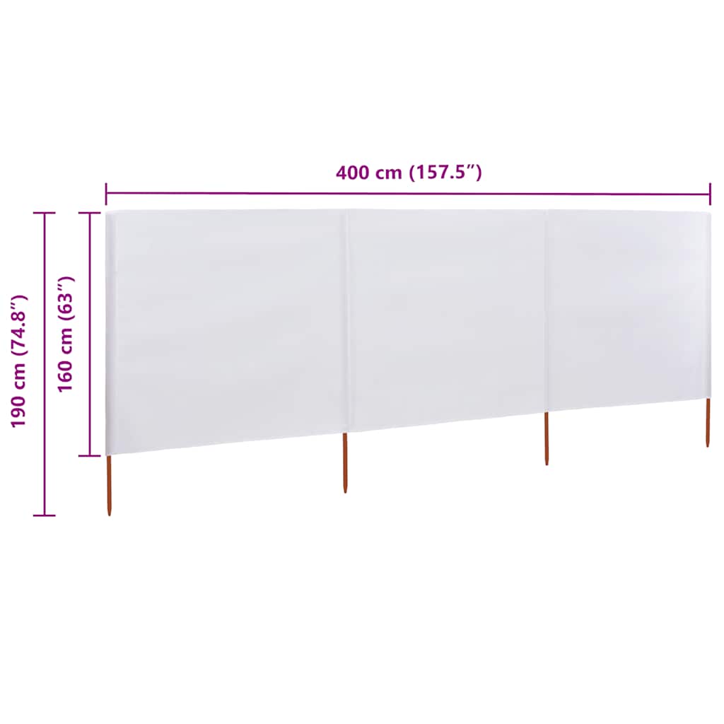 vidaXL Wind Screen | Sand White | Non-woven fabric | 400 x 160 cm | Collapsible