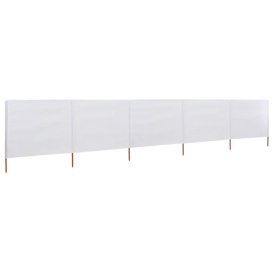 vidaXL 5-panel Wind Screen Fabric 600x120 cm Sand White