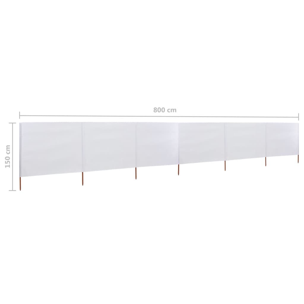 vidaXL 6-panel Wind Screen Fabric 800x120 cm Sand White