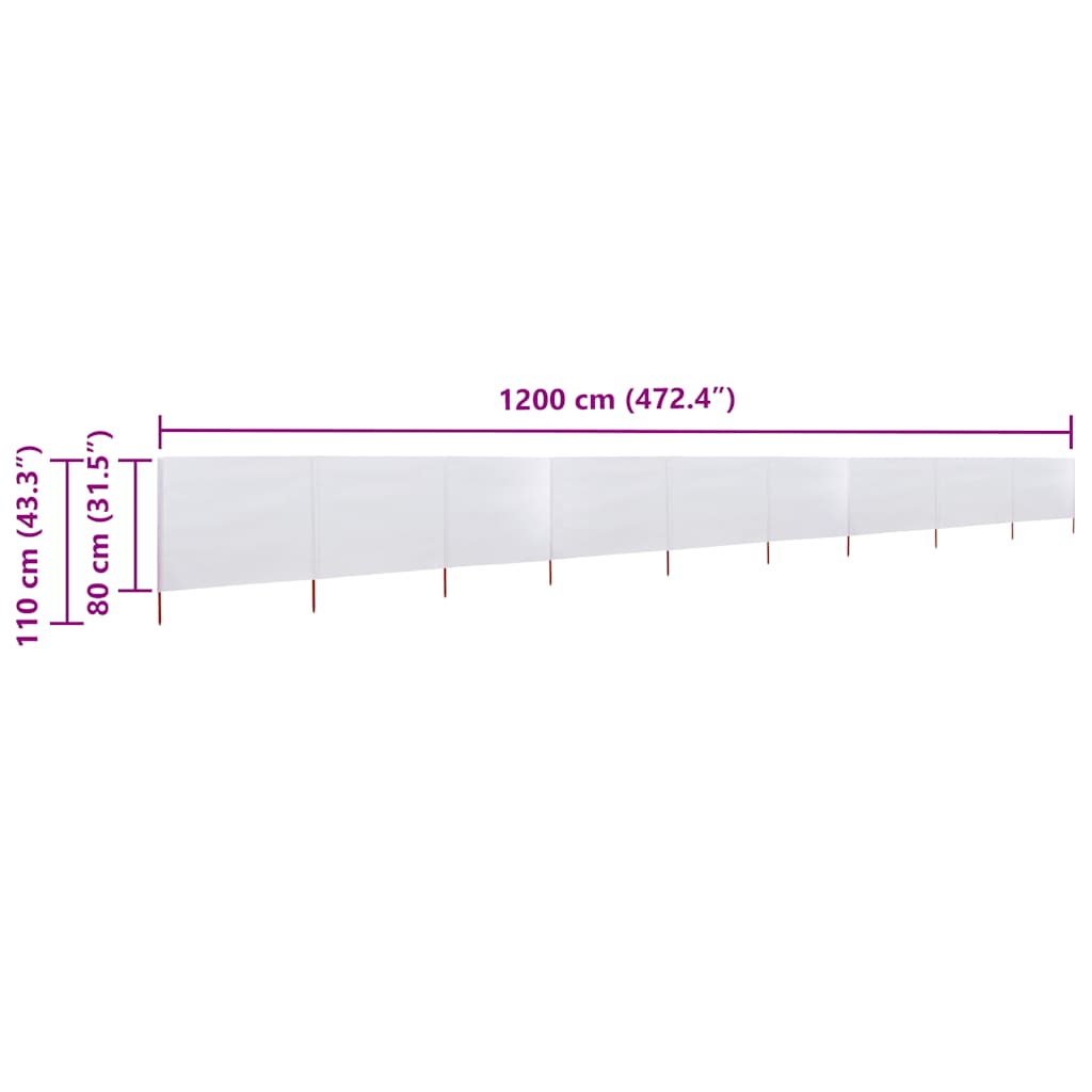 vidaXL Wind Screen | Sand White | Non-woven fabric and wood | 1200 x 80 cm