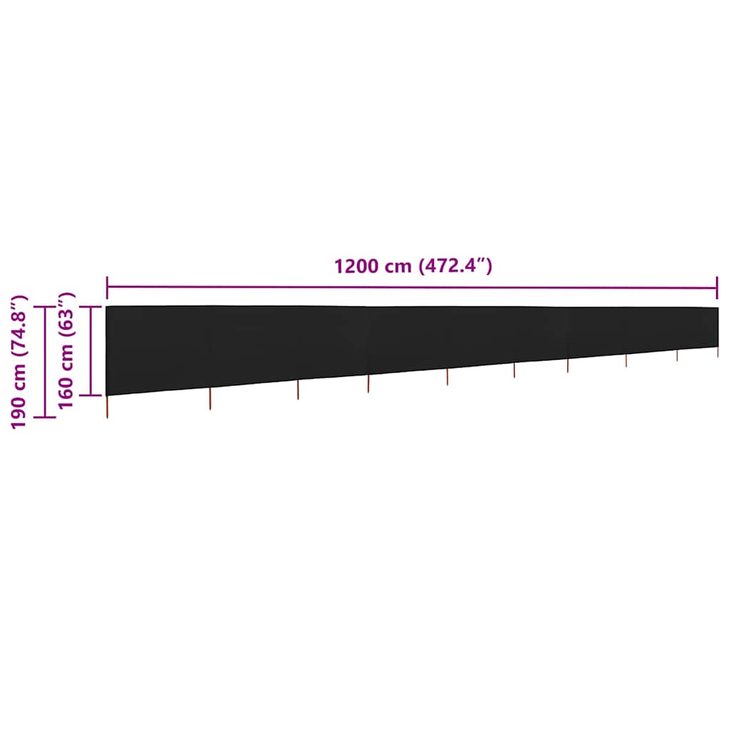 vidaXL Wind Screen | Black | Non-woven fabric, Wood | Extra Long | Foldable