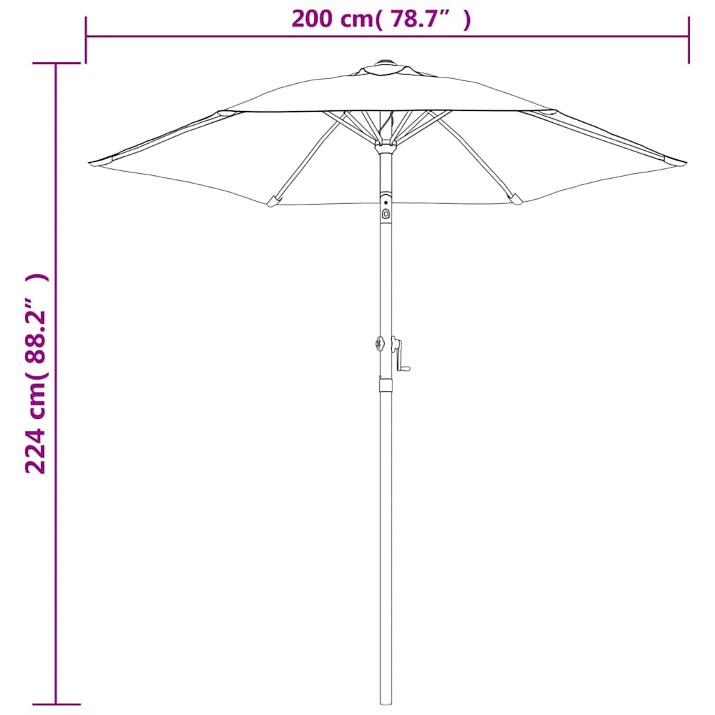 vidaXL Parasol Burgundy 200x224 cm Aluminium