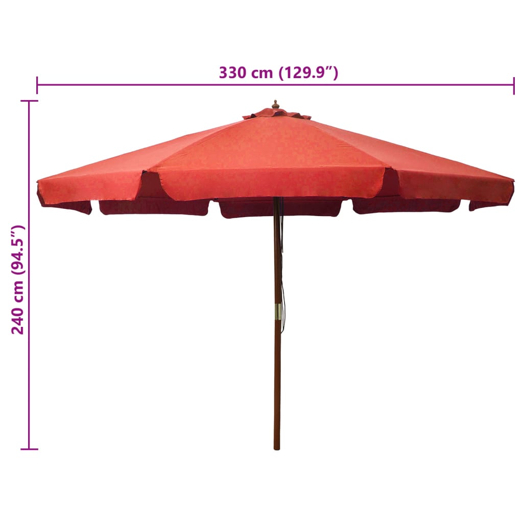 vidaXL Garden Parasol | Terracotta | Polyester, Laminated Bamboo, Hardwood