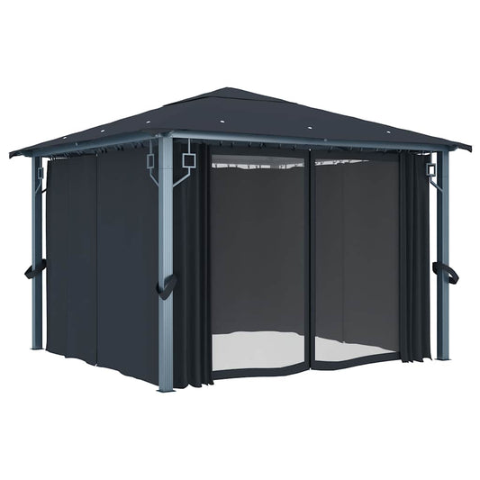 48043 vidaXL Gazebo with Curtain 300x300 cm Anthracite Aluminium