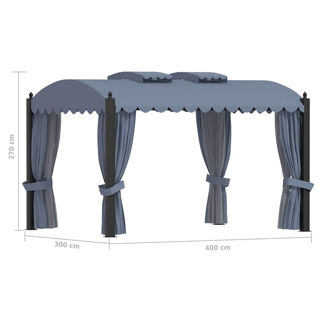 vidaXL Gazebo with Curtains 3x4 m Anthracite Steel