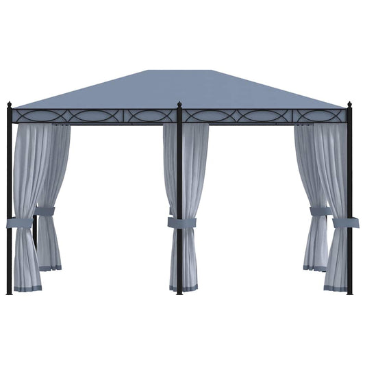 48057 vidaXL Gazebo with Mesh Screens 3x4 m Anthracite Steel