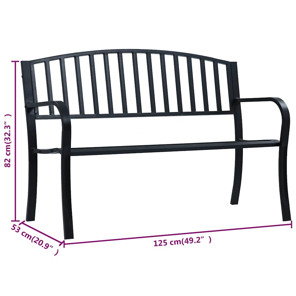47941 vidaXL Garden Bench 125 cm Black Steel