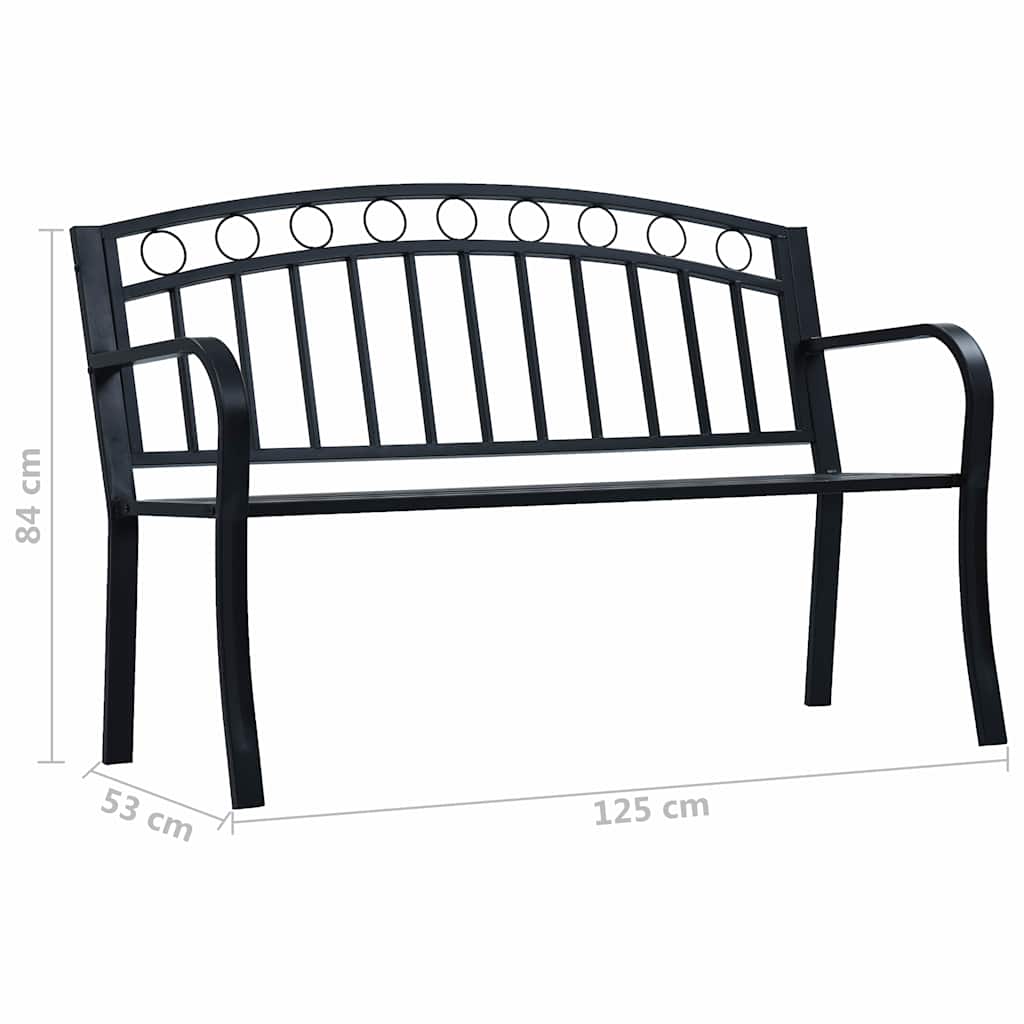 47945 vidaXL Garden Bench 125 cm Black Steel