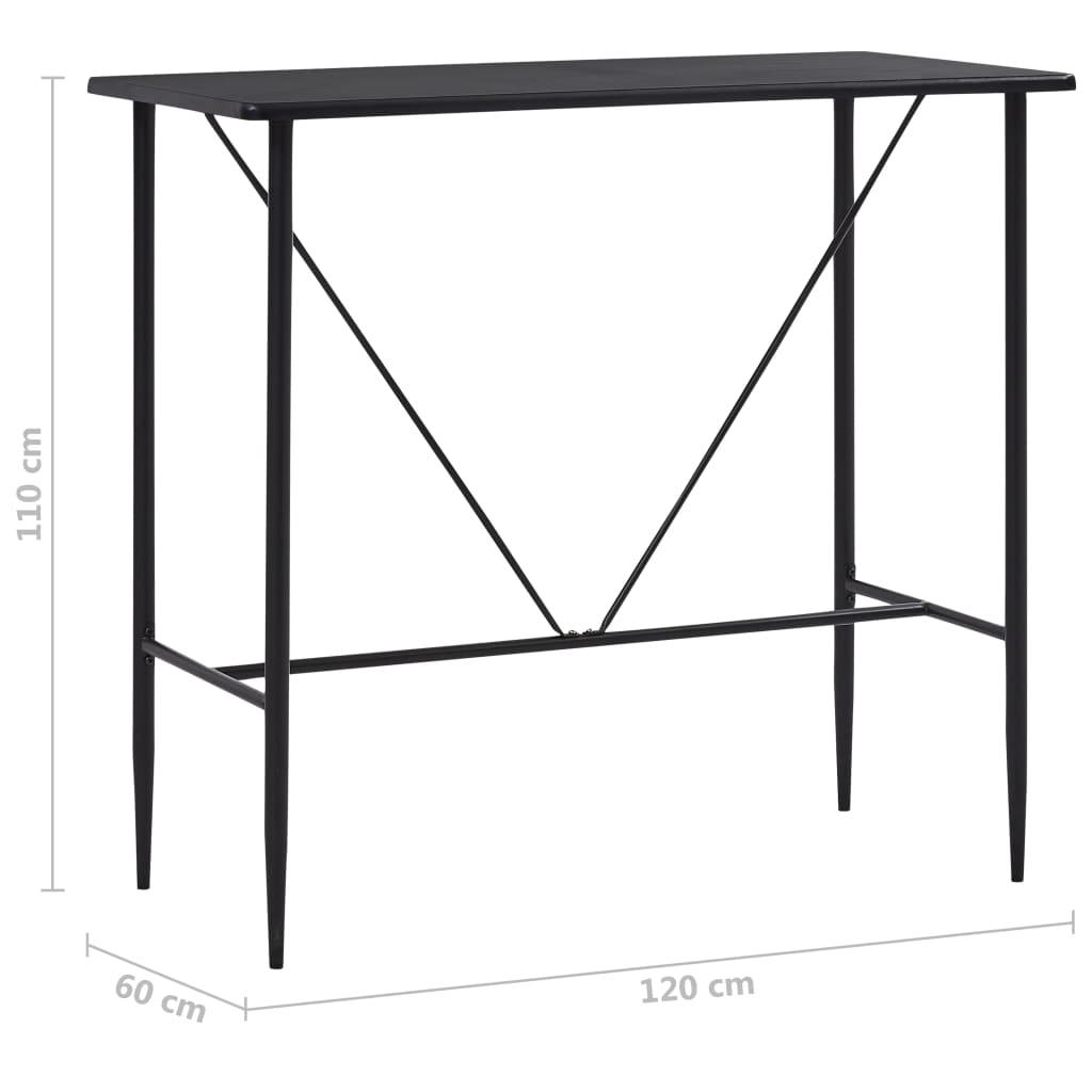 281546 vidaXL Bar Table Black 120x60x110 cm MDF