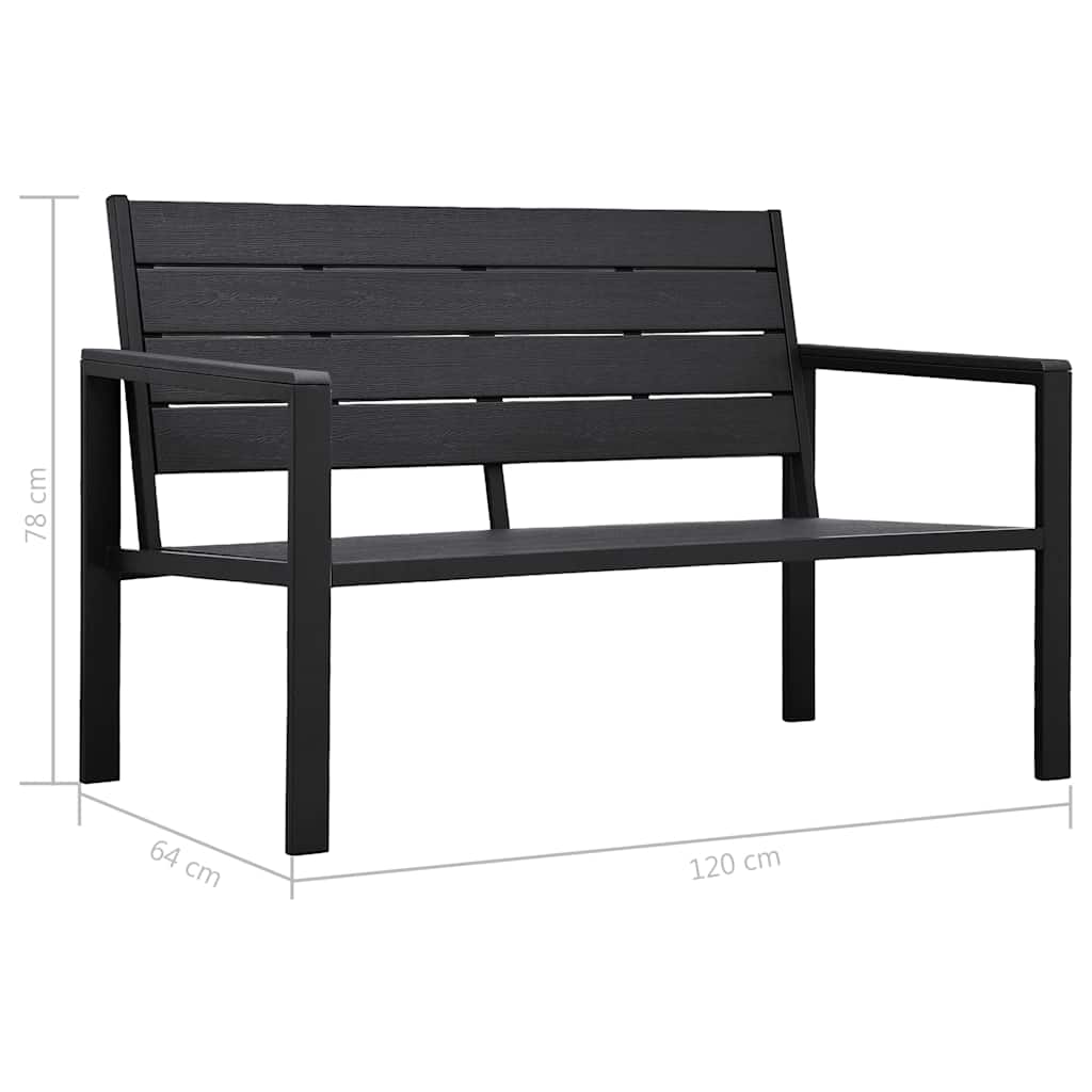 47878 vidaXL Garden Bench 120 cm HDPE Black Wood Look