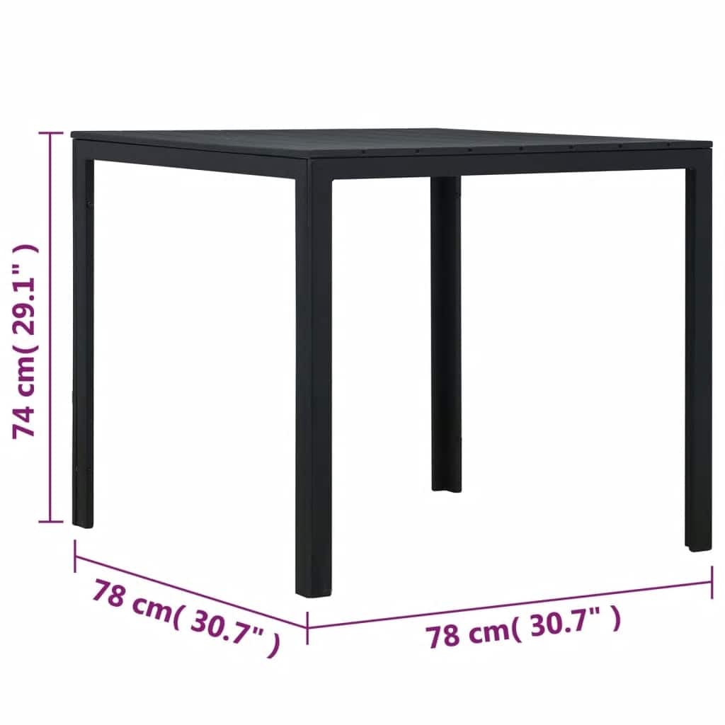 vidaXL Coffee Table Black 78x78x74 cm HDPE Wood Look