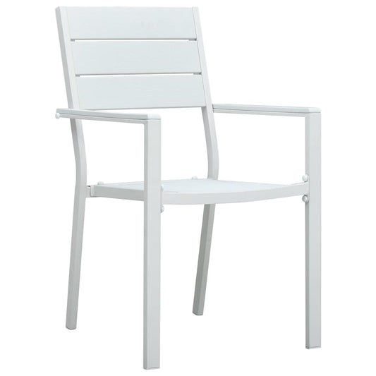 47884 vidaXL Garden Chairs 4 pcs White HDPE Wood Look