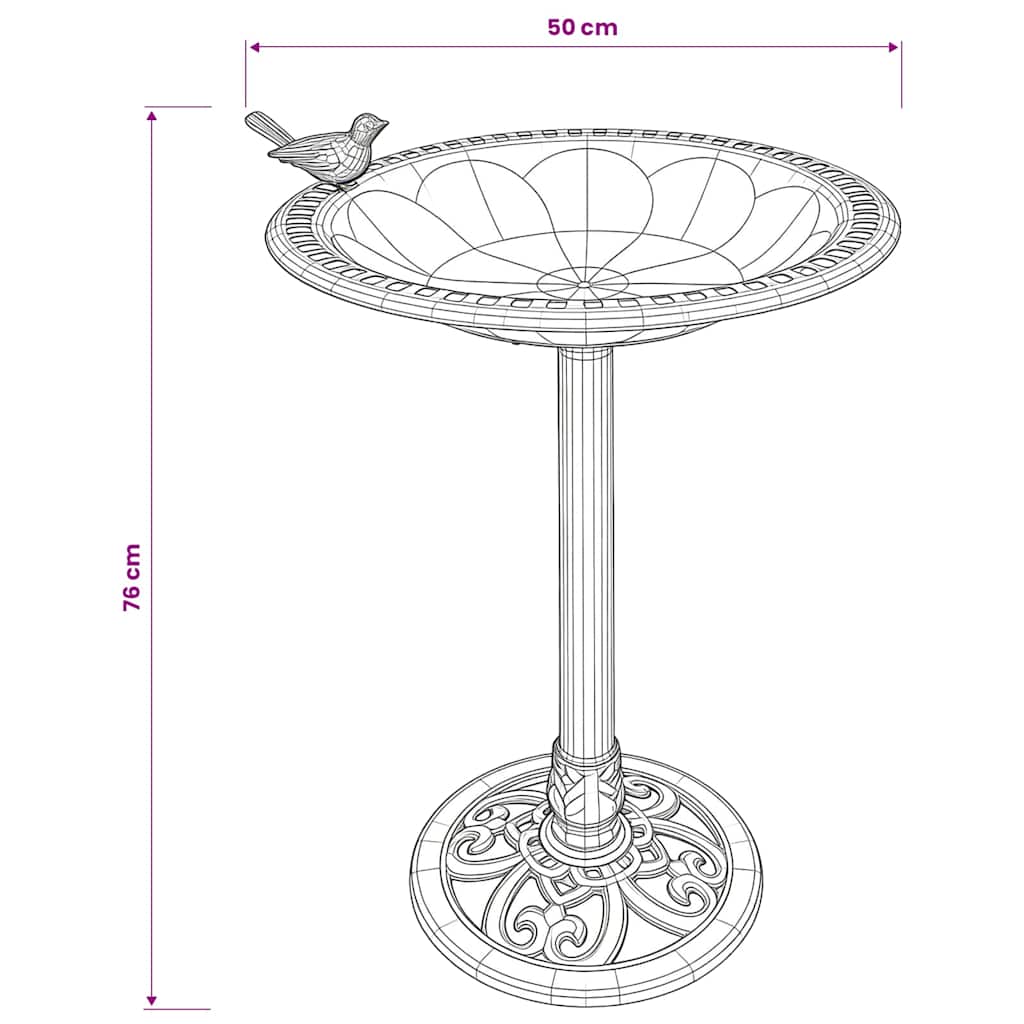 48223 vidaXL Garden Bird Bath Bronze Plastic