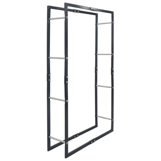 286289 vidaXL Firewood Rack Black 80x25x150 cm Steel