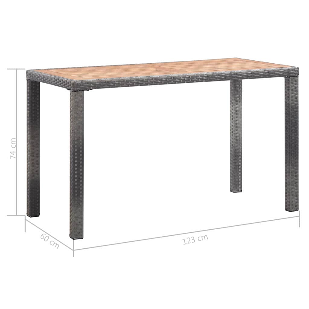 vidaXL Garden Table Anthracite and Brown 123x60x74cm Solid Acacia Wood