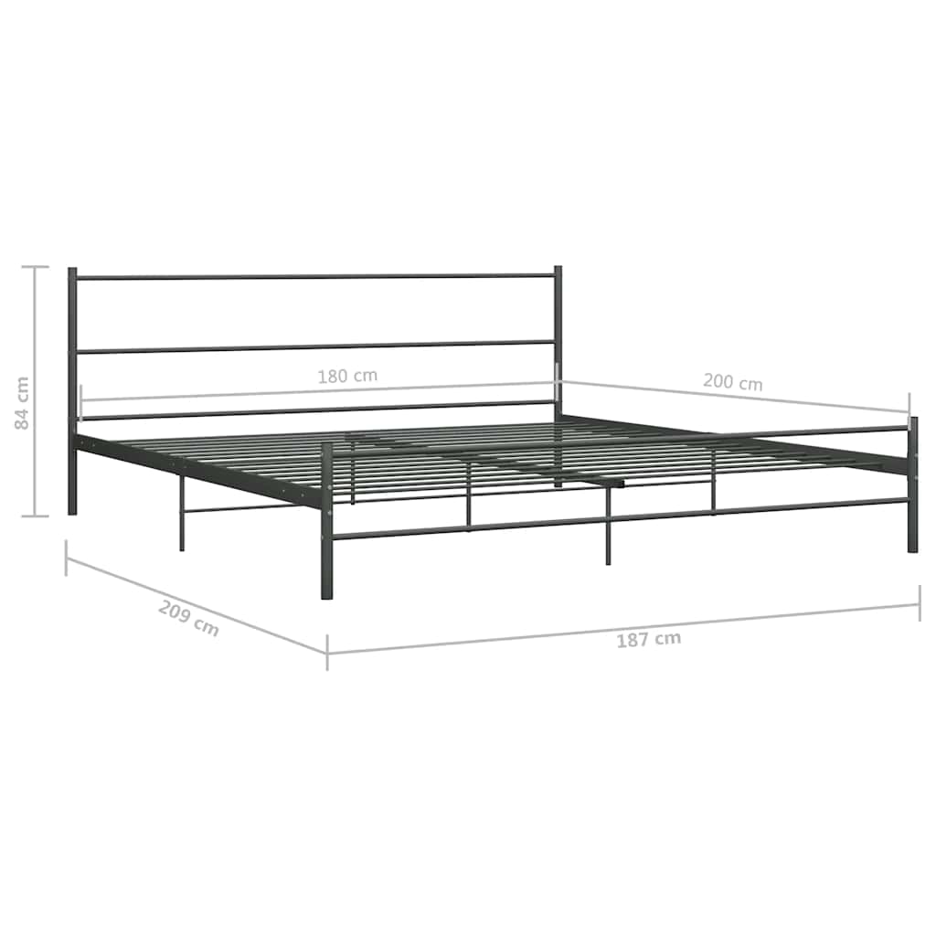 vidaXL Bed Frame without Mattress Grey Metal 180x200 cm Super King