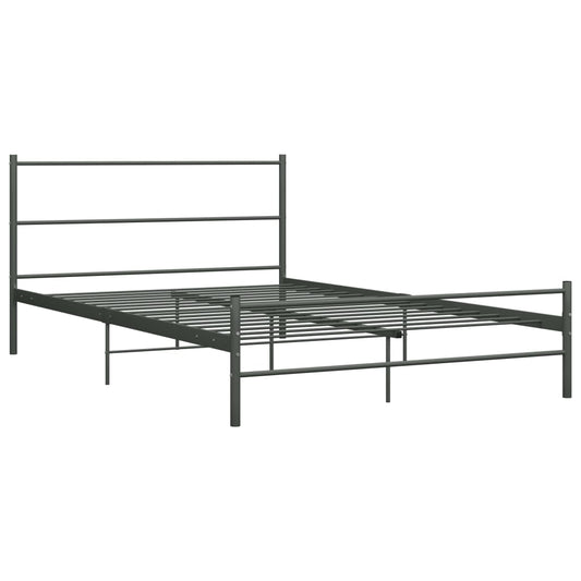 vidaXL Bed Frame | Grey | Metal | Double | Durable | Bed Frame | Rectangular