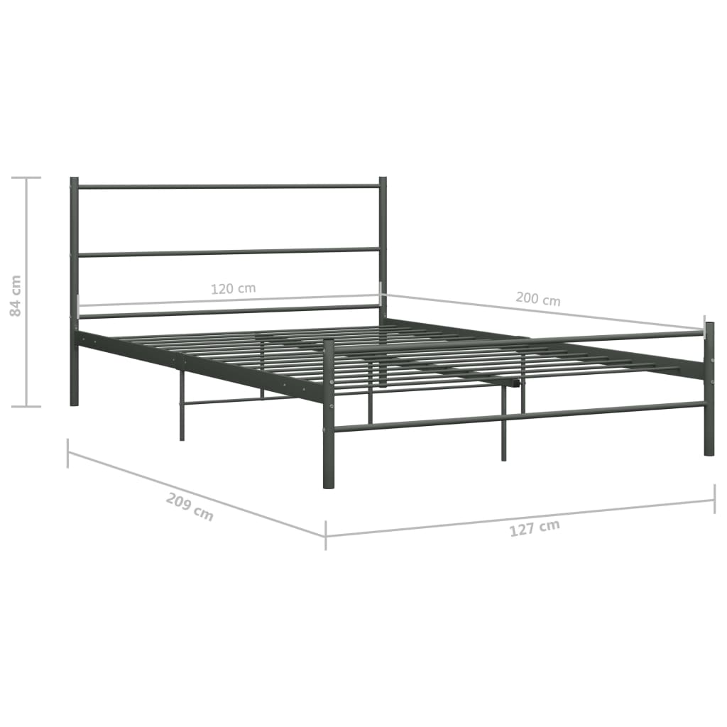 vidaXL Bed Frame | Grey | Metal | Double | Durable | Bed Frame | Rectangular