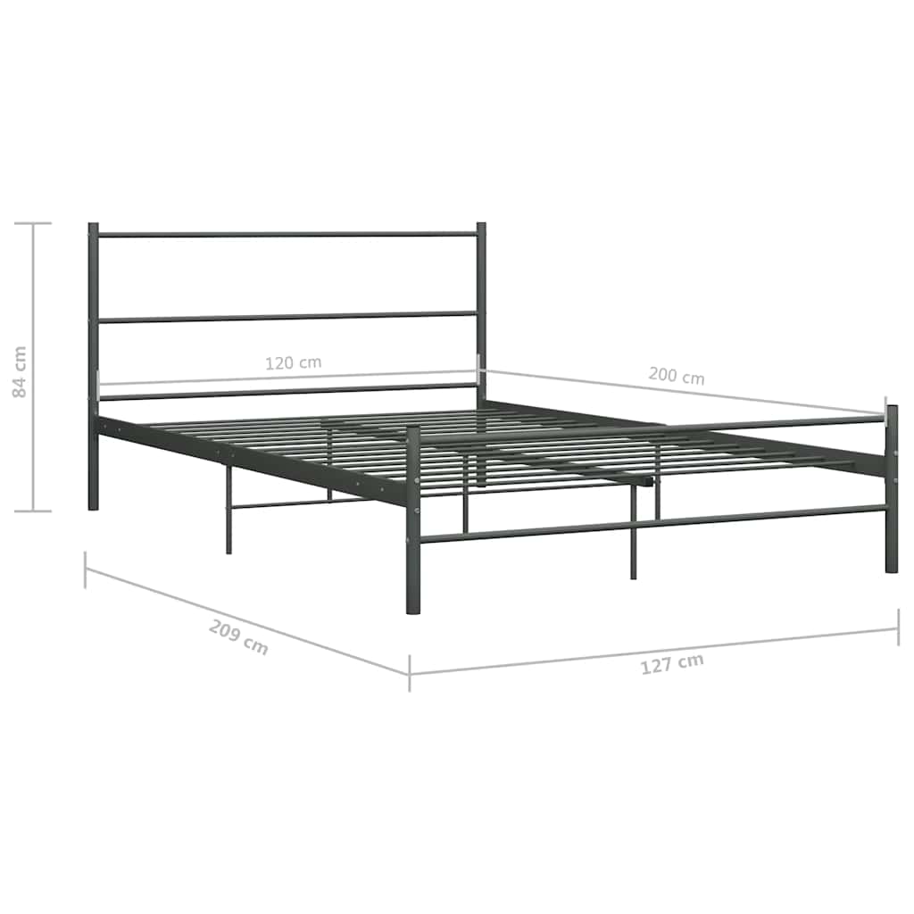 vidaXL Bed Frame without Mattress Grey Metal 120x200 cm