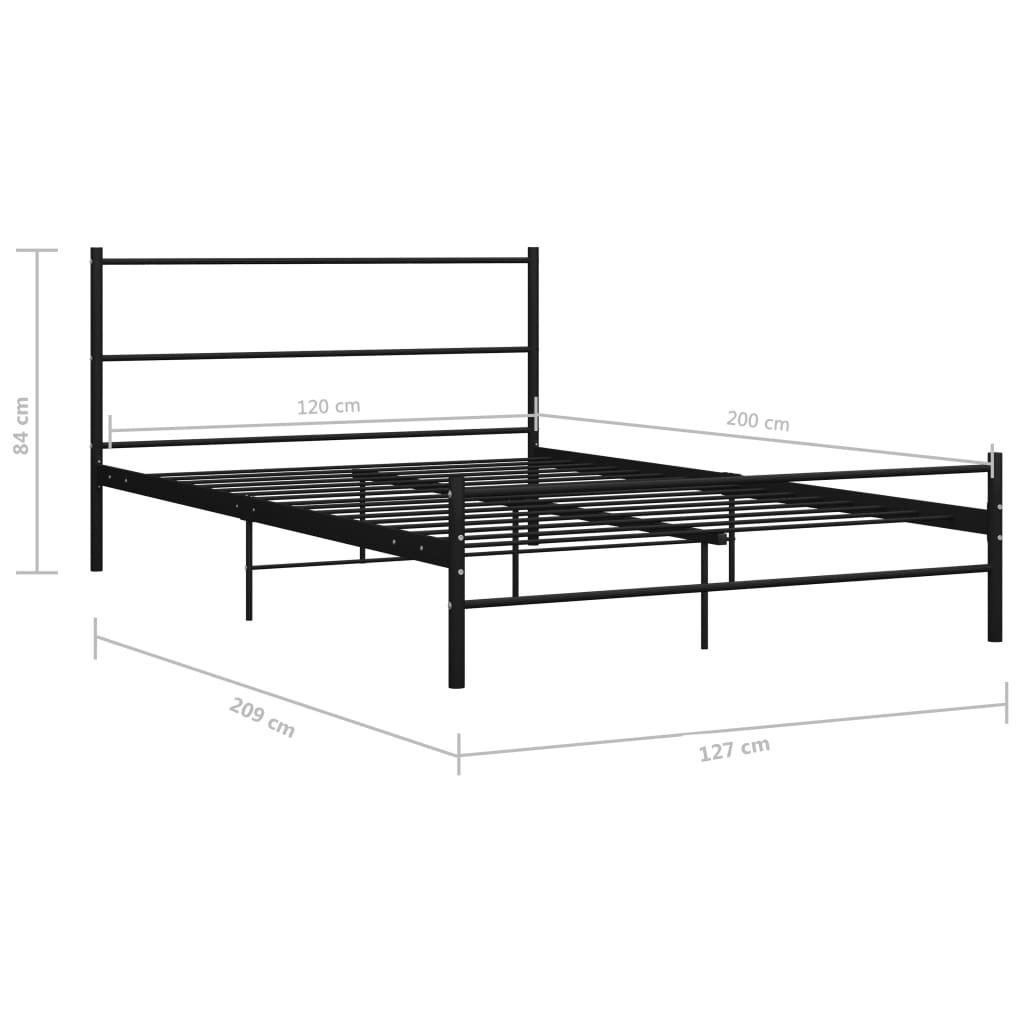 vidaXL Bed Frame | Black | Powder-Coated Metal | Double | Durable | Bed Frame