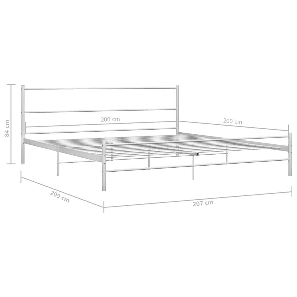 vidaXL Bed Frame without Mattress White Metal 200x200 cm