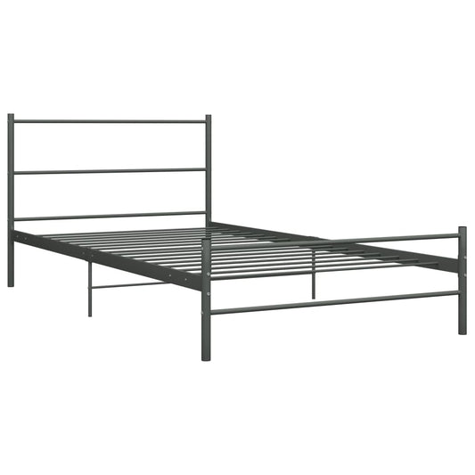 vidaXL Bed Frame | Grey | Metal | Single | Sturdy | Bed Frame | Rectangular