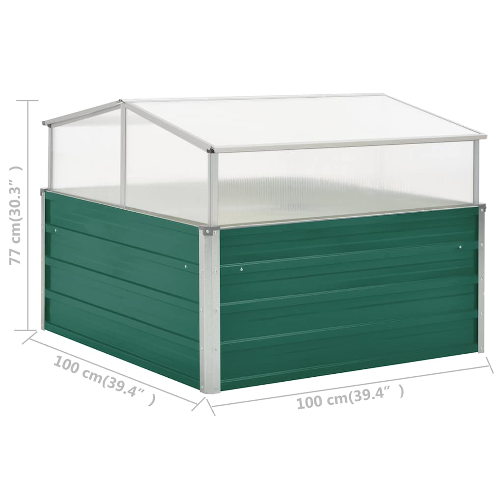vidaXL Greenhouse | Green | Galvanised Steel, PC Board | 100x100x77 cm