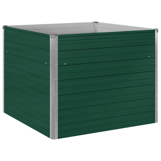 47021 vidaXL Raised Garden Bed 100x100x77 cm Galvanised Steel Green