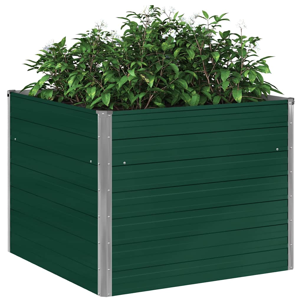 47021 vidaXL Raised Garden Bed 100x100x77 cm Galvanised Steel Green