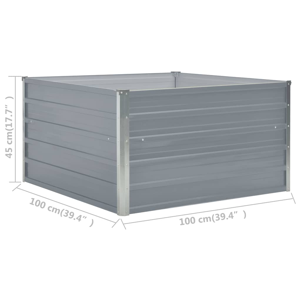 47022 vidaXL Raised Garden Bed 100x100x45 cm Galvanised Steel Grey
