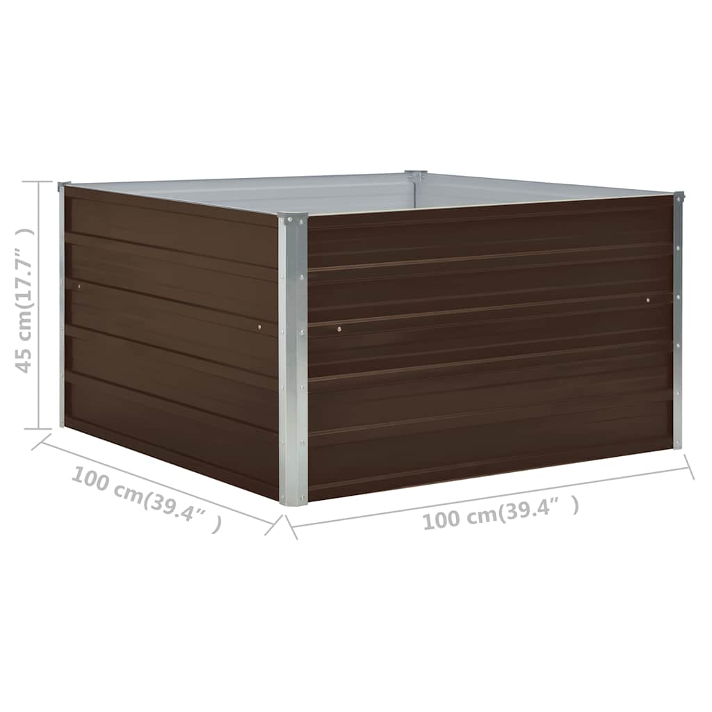 47023 vidaXL Raised Garden Bed 100x100x45 cm Galvanised Steel Brown