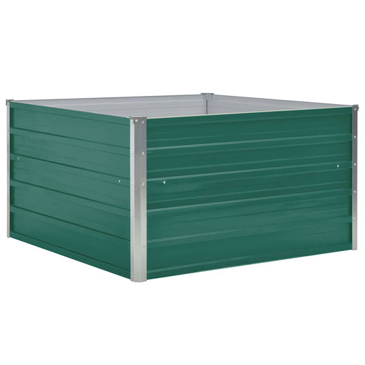 47025 vidaXL Raised Garden Bed 100x100x45 cm Galvanised Steel Green