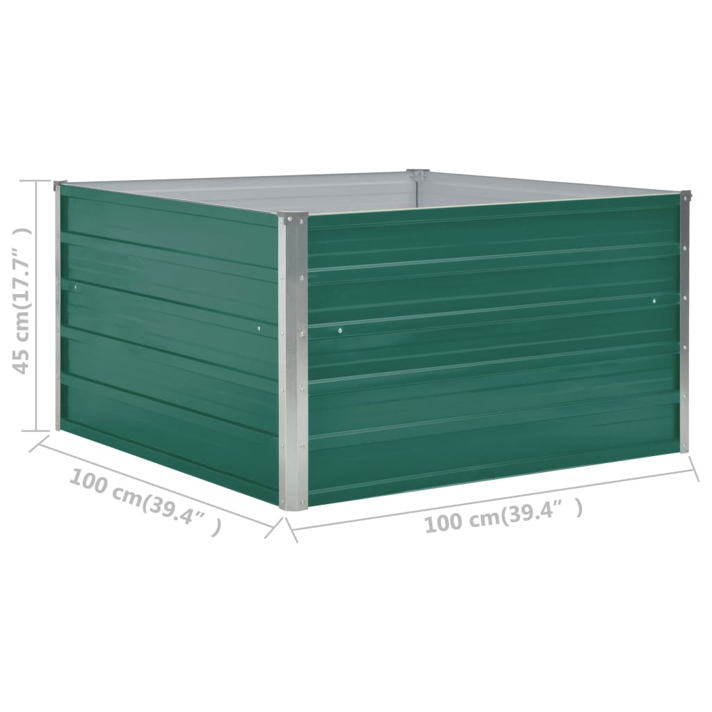 47025 vidaXL Raised Garden Bed 100x100x45 cm Galvanised Steel Green