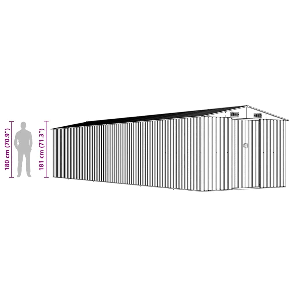 vidaXL Garden Shed | Grey | Galvanised steel | Large | Garden Shed | Rectangular