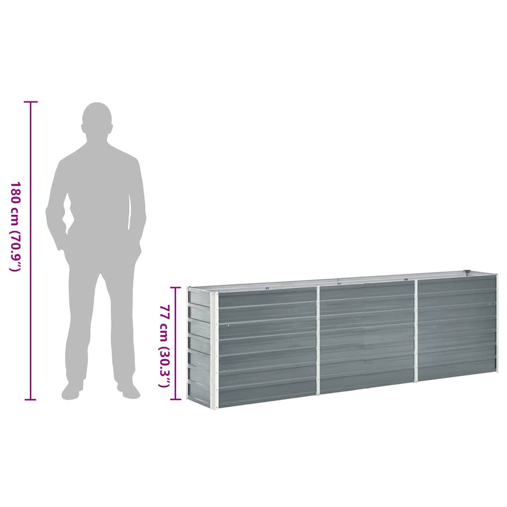 47040 vidaXL Garden Raised Bed Galvanised Steel 240x40x77 cm Grey