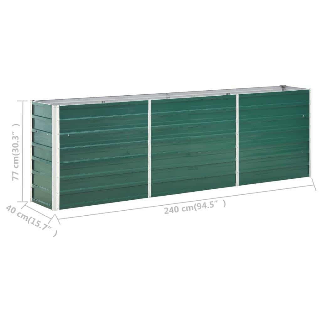 47041 vidaXL Garden Raised Bed Galvanised Steel 240x40x77 cm Green