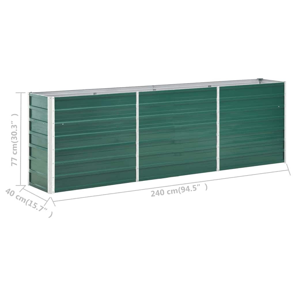 47041 vidaXL Garden Raised Bed Galvanised Steel 240x40x77 cm Green