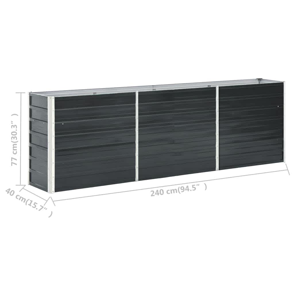 vidaXL Garden Raised Bed Galvanised Steel 240x40x77 cm Anthracite