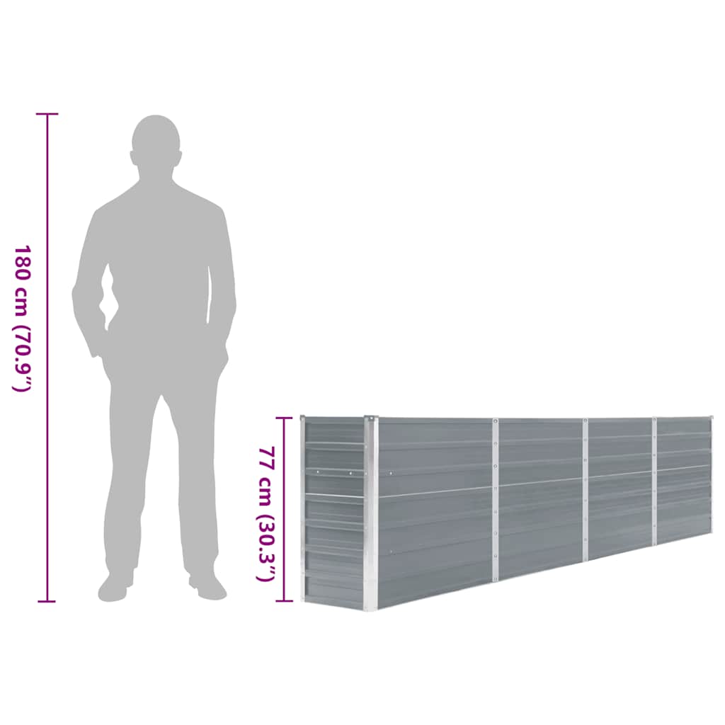 vidaXL Raised Garden Bed | Grey | Galvanised steel | Large | Durable