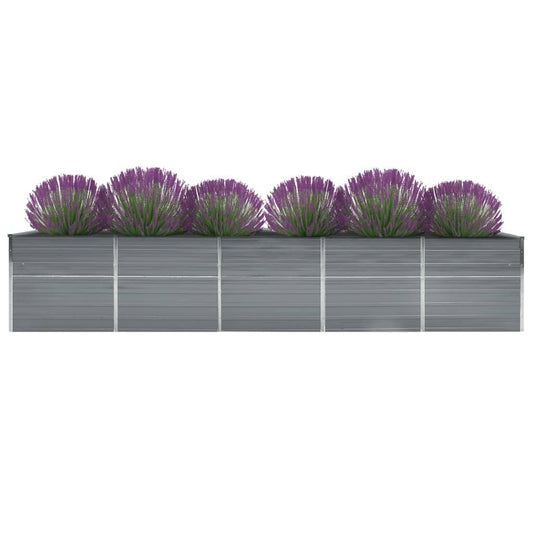 vidaXL Garden Raised Bed Galvanised Steel 400x80x45 cm Grey